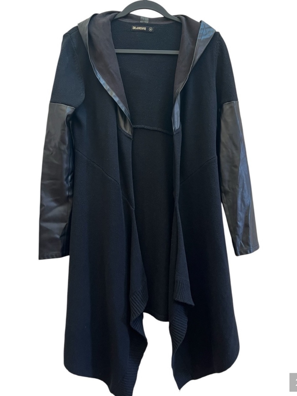 BLANKNYC Faux Leather Black Suede Hooded Cardigan Size M